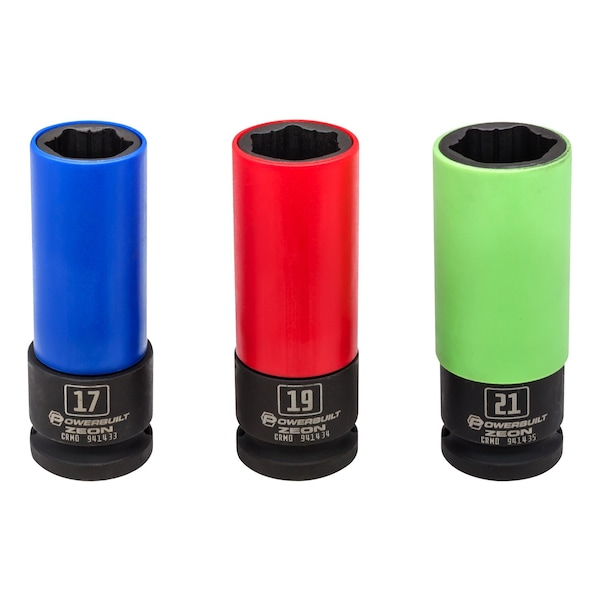 3Pc Metric Zeon Wheel Socket Set